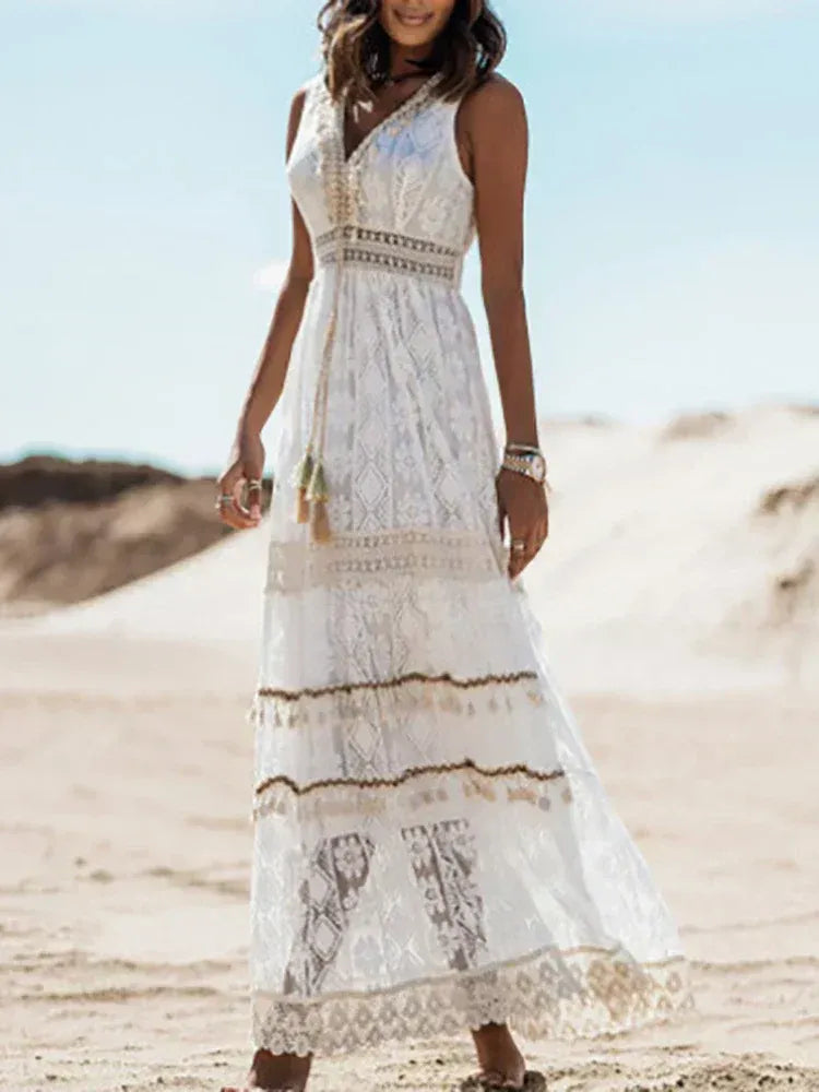 Isla – Embroidered Boho Maxi Dress